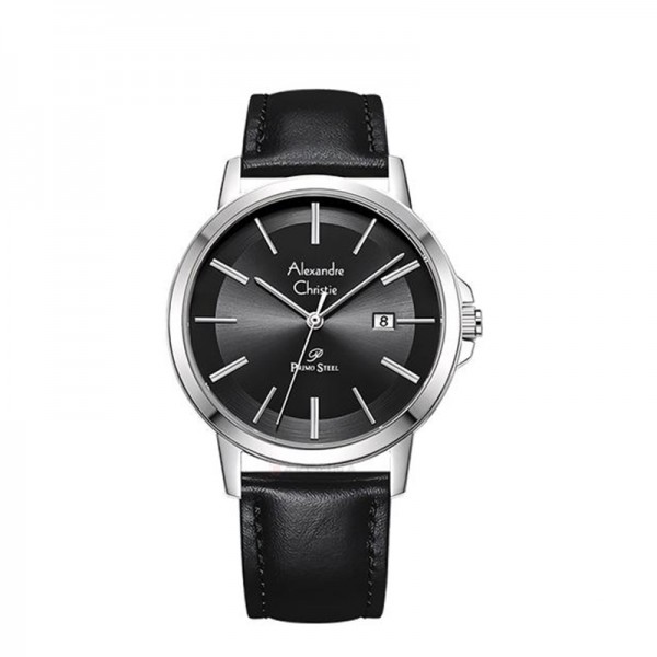 Alexandre Christie AC 1036 Silver Black Leather Man MDLSSBA